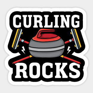 Rock on curling Broom curler Winter ice Sports lover Curling Sticker